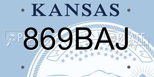 869BAJ Kansas License Plate