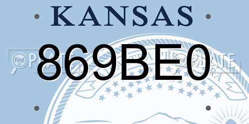 869BE0 Kansas License Plate