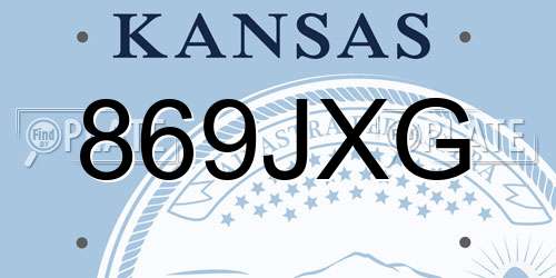 869JXG Kansas License Plate