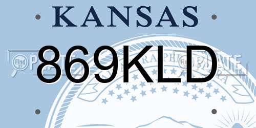 869KLD Kansas License Plate