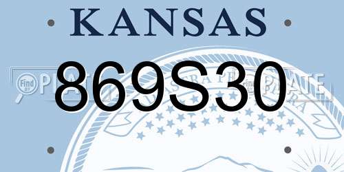 869S30 Kansas License Plate