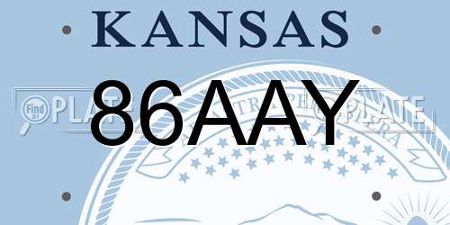 86AAY Kansas License Plate
