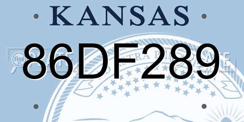 86DF289 Kansas License Plate