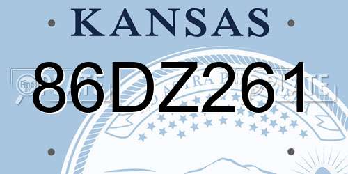 86DZ261 Kansas License Plate