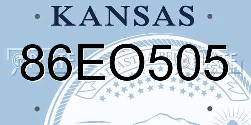 86EO505 Kansas License Plate