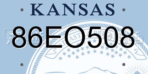 86EO508 Kansas License Plate