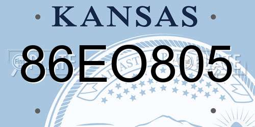 86EO805 Kansas License Plate