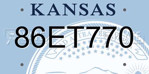 86ET770 Kansas License Plate