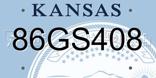 86GS408 Kansas License Plate