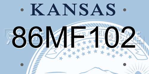 86MF102 Kansas License Plate