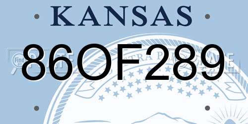 86OF289 Kansas License Plate