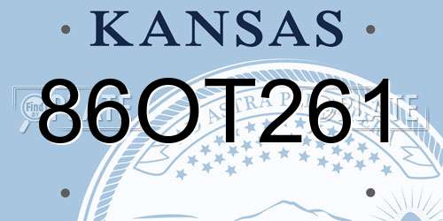 86OT261 Kansas License Plate