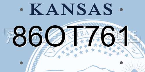 86OT761 Kansas License Plate