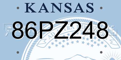 86PZ248 Kansas License Plate