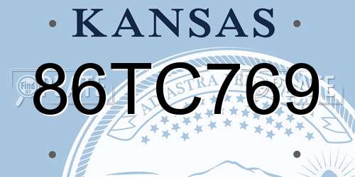86TC769 Kansas License Plate