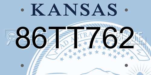 86TT762 Kansas License Plate
