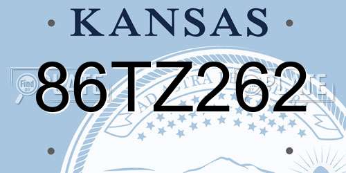 86TZ262 Kansas License Plate