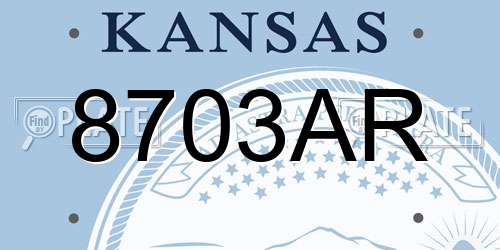 8703AR Kansas License Plate