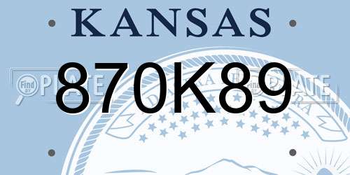 870K89 Kansas License Plate