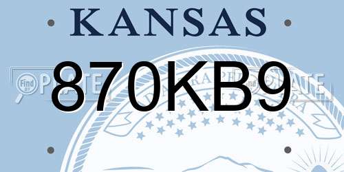 870KB9 Kansas License Plate