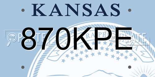 870KPE Kansas License Plate