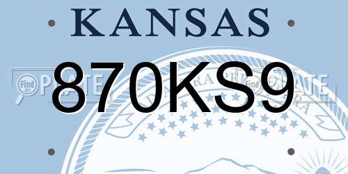 870KS9 Kansas License Plate