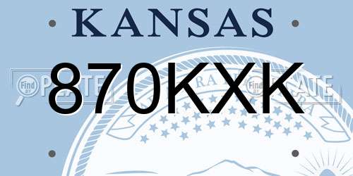 870KXK Kansas License Plate