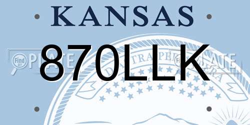 870LLK Kansas License Plate