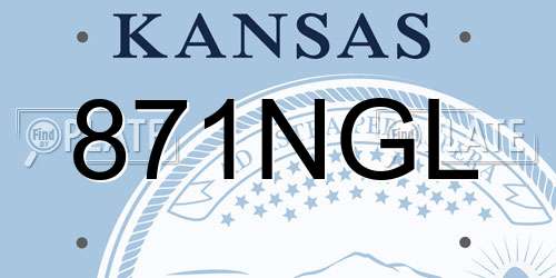 871NGL Kansas License Plate