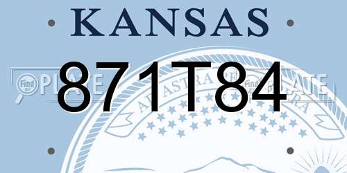 871T84 Kansas License Plate
