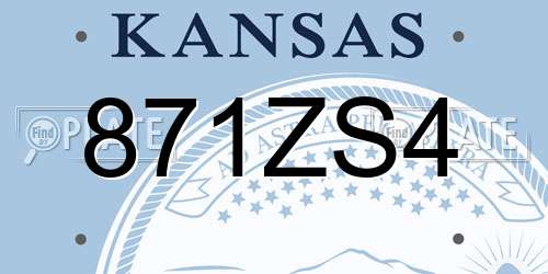 871ZS4 Kansas License Plate