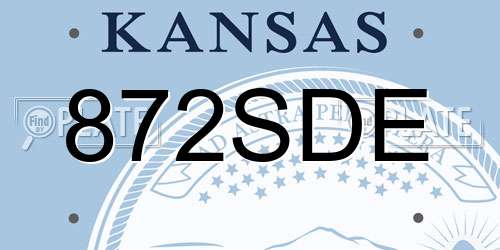 872SDE Kansas License Plate