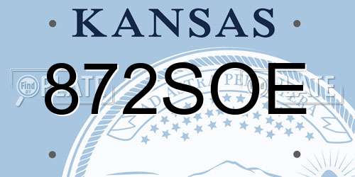 872SOE Kansas License Plate