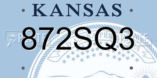 872SQ3 Kansas License Plate
