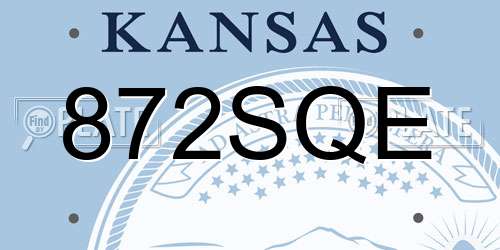 872SQE Kansas License Plate