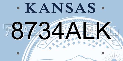 8734ALK Kansas License Plate