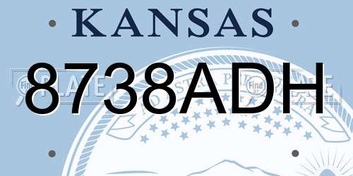 8738ADH Kansas License Plate