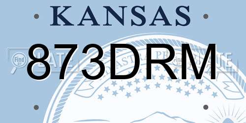 873DRM Kansas License Plate