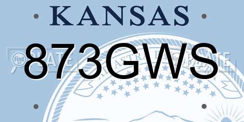 873GWS Kansas License Plate