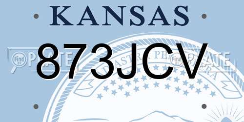 873JCV Kansas License Plate