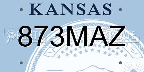 873MAZ Kansas License Plate
