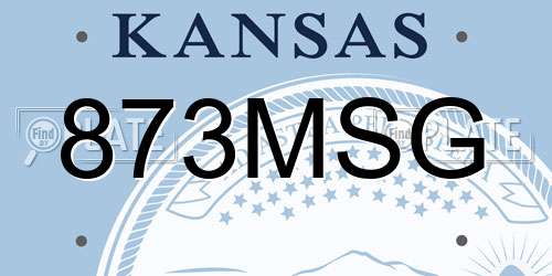 873MSG Kansas License Plate