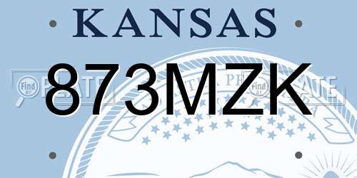873MZK Kansas License Plate