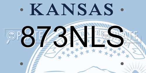 873NLS Kansas License Plate