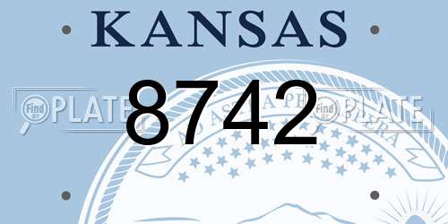 8742 Kansas License Plate