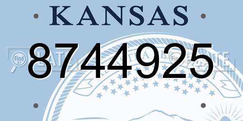 8744925 Kansas License Plate