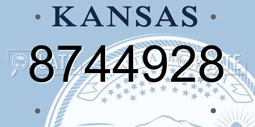 8744928 Kansas License Plate
