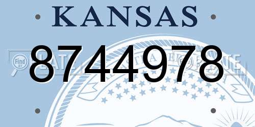 8744978 Kansas License Plate