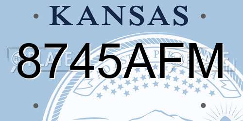 8745AFM Kansas License Plate