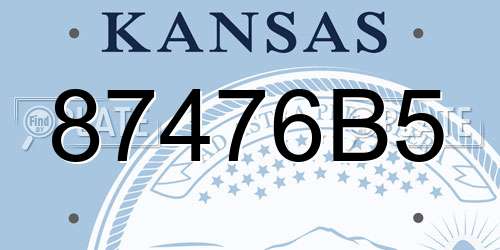 87476B5 Kansas License Plate